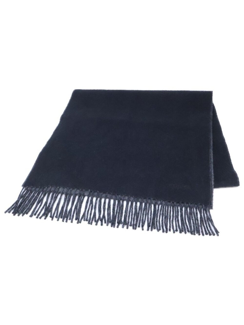 Hermes Logo Embroidery Cashmere Fringe Scarf